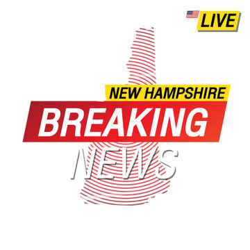 Breaking news. United states of America  New Hampshire and map on image illustration.