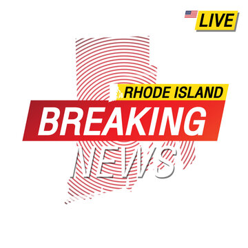 Breaking news. United states of America  Rhode Island and map on  image illustration.