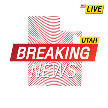 Breaking news. United states of America  Utah and map on image illustration.