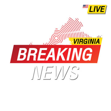 Breaking news. United states of America   Virginia and map on image illustration.