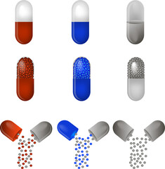 big colored set different types of pills