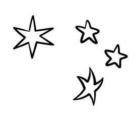 Obraz premium Hand painted stars. Space, dreams and fantasy. Galaxies and universes. Fairytale and imagination. Graphic element for printing on fabric. Poster or banner for website. Cartoon flat vector illustration