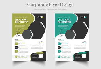 Corporate Flyer template layout design. Corporate business flyer mockup. Creative modern vector flier concept with dynamic abstract shapes on the background
