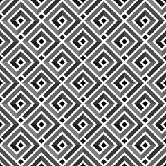 BLACK AND WHITE ABSTRACT SEAMLESS PATTERN WITH SQUARE SPIRALS IN VECTOR