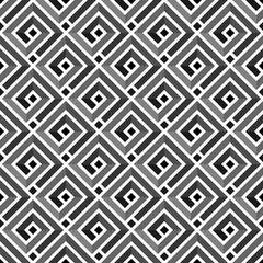 BLACK AND WHITE ABSTRACT SEAMLESS PATTERN WITH SQUARE SPIRALS IN VECTOR