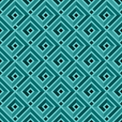 TURQUOISE ABSTRACT SEAMLESS PATTERN WITH SQUARE SPIRALS IN VECTOR