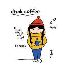 cute card drink coffee enjoy be happy