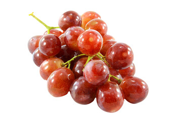a bunch of purple grapes sweet fruit isolated on white background.