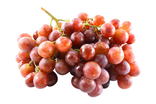 a bunch of purple grapes sweet fruit isolated on white background.