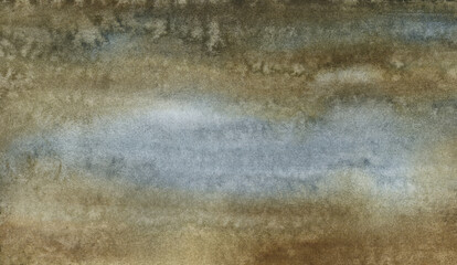 Fototapeta na wymiar Blue and brown watercolor texture background. 