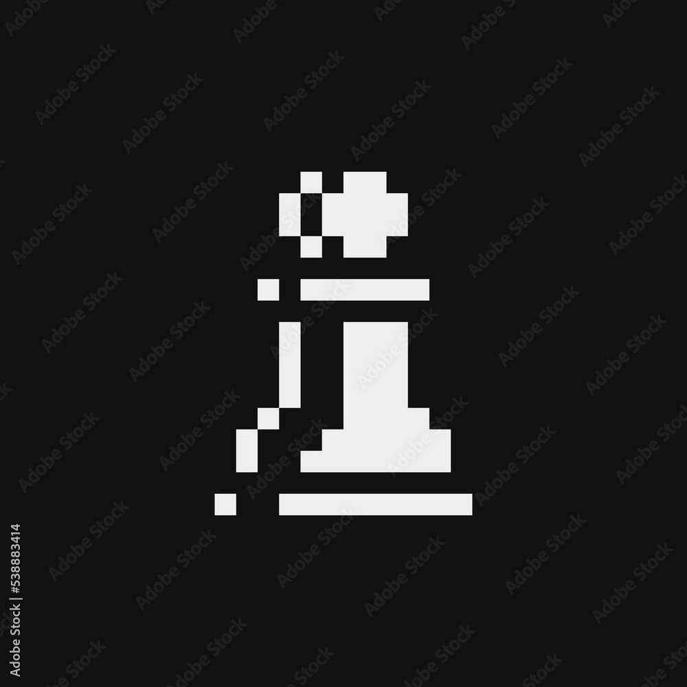 Poster chess pawn icon emoji. pixel art style. 1-bit video game sprite. game assets. isolated abstract vect