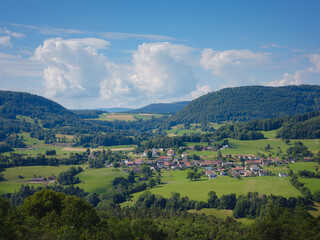 Obraz premium beautiful nature of Switzerland and France in summer time, Roggenburg village