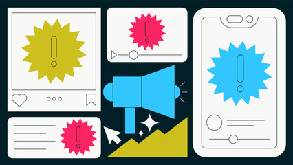 Social Media Announcement Flat Illustration