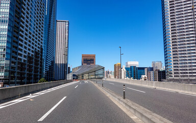東京再開発で暫定開通した環状2号線（東京都中央区晴海）