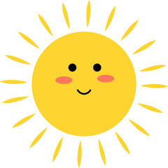 Sun - vector icon. Cute yellow sun with happy face. Emoji. Summer emoticon