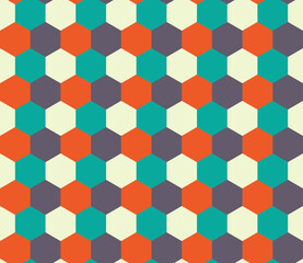 Seamless vector pattern made of colorful hexagons, bold, punchy forms and colors that demand attention, ideal geometry