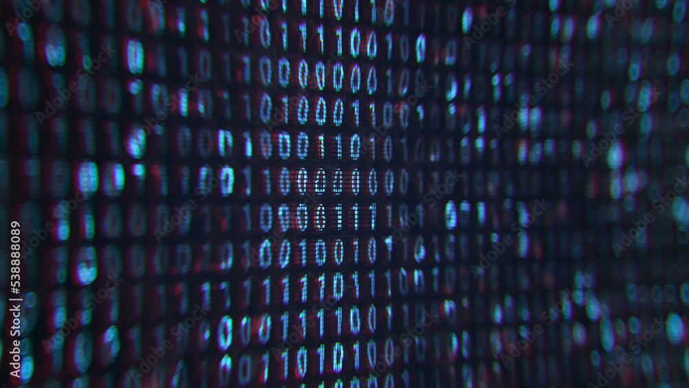 Poster blue binary code 3d render illustration