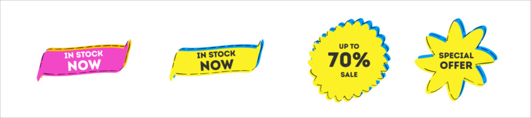 Special offer tag collection. Set ribbon banner. Promotion price label mega sale. Discount label design. Best choice 3d ribbon banners