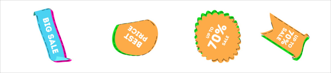 Sale Label collection set. Price tags vector collection. Ribbon sale banners isolated. set of banner elements for website. Best choice 3d ribbon banners
