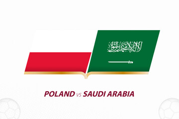Poland vs Saudi Arabia in Football Competition, Group A. Versus icon on Football background.