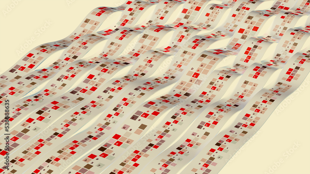 Aufkleber Data flow code element. Random selection of digital games. 3d illustration of big data cyber waves