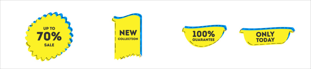 Realistic red price tags collection. Sale tag set. Ribbon sale banners isolated. Discount label design. Vector illustration