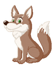Cute wolf cross stitch vector illustration. Brown dog embroidery