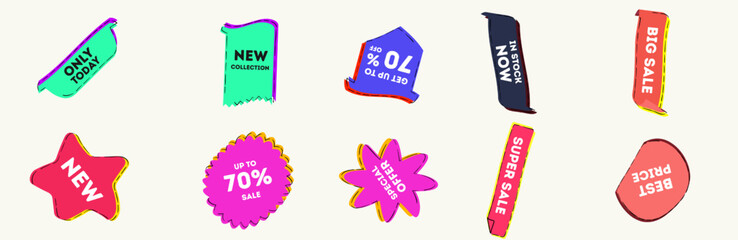 Set of vector tags or labels. Sale tag set. Ribbon sale banners isolated. Discount label design. Best choice 3d ribbon banners