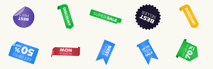 Sale Label collection set. Set ribbon banner. Ribbon sale banners isolated. Best choice tags, vector red labels. Set labels with inscription sale