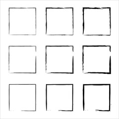 Grunge frames vector set. Handdrawn square frame. rectangular shapes. Hand drawn brush strokes. Hand drawn brush strokes