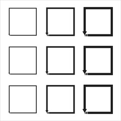 Grunge frames vector set. black square shape borders. Set of design elements. Grungy old texture. Vector illustration