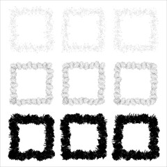Grunge frames vector set. Vector black painted squares. rectangular shapes. Grungy old texture. Dirty grunge design frames