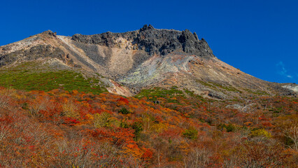 秋　紅葉の那須岳　登山　絶景