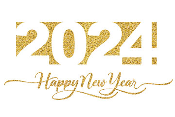 2024 Happy New Year in golden design, Holiday greeting card design.