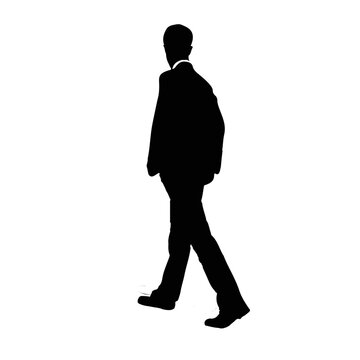 recommend clip art: vector silhouette of people walking  black color isolated on white background