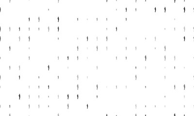 Seamless background pattern of evenly spaced black sexy witch symbols of different sizes and opacity. Vector illustration on white background