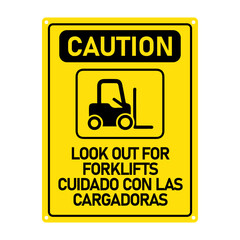 Caution Lock out for forklifts popular attention icon. yellow and black colours