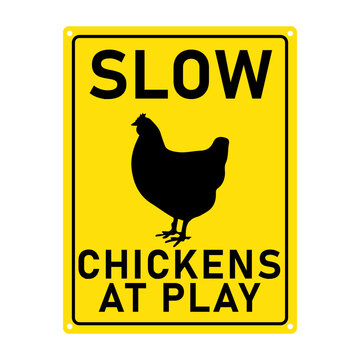 attention icon slow chickens xing sign. popular yellow and black icon