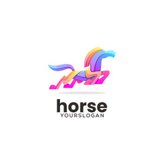 Vector logo illustration horse gradient colorful style
