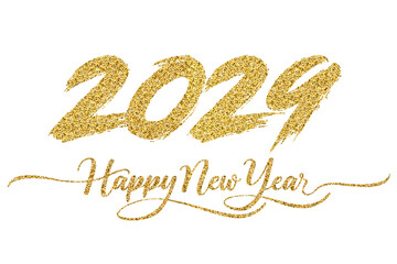 2029 Happy New Year in golden design, Holiday greeting card design.