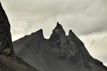 Mountain peaks at Vestrahorn, Stokksnes, Iceland