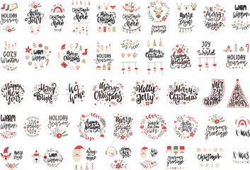 Set of Christmas Lettering Quotes and Sayings. Vector illustration.