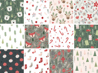 Set of Christmas Pattern designs. Vector illustration.
