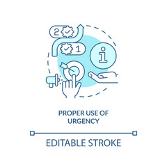 Correct use of urgency turquoise concept icon. Marketing psychology tactic abstract idea thin line illustration. Isolated outline drawing. Editable stroke. Arial, Myriad Pro-Bold fonts used