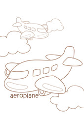 Alphabet A For Aeroplane Coloring Pages A4 for Kids and Adult