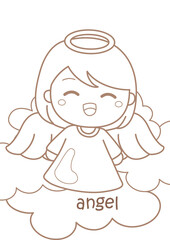 Alphabet A For Angel Coloring Pages A4 for Kids and Adult
