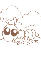 Alphabet A For Ant Coloring Pages A4 for Kids and Adult
