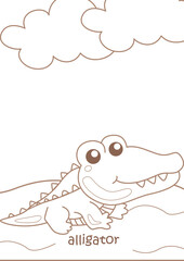 Alphabet A For Alligator Coloring Pages A4 for Kids and Adult