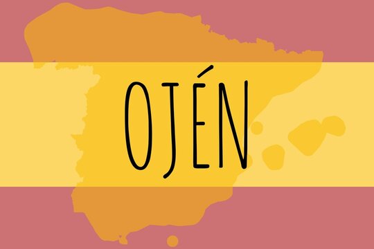 Ojén: Illustration mit dem Namen der spanischen Stadt Ojén