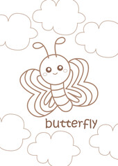 Alphabet B For Butterfly Coloring Pages A4 For Kids and Adult
